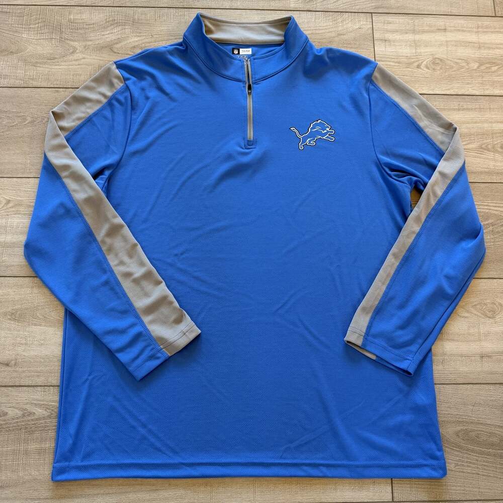 Detroit Lions Quarter Zip Pullover Mens XL Blue